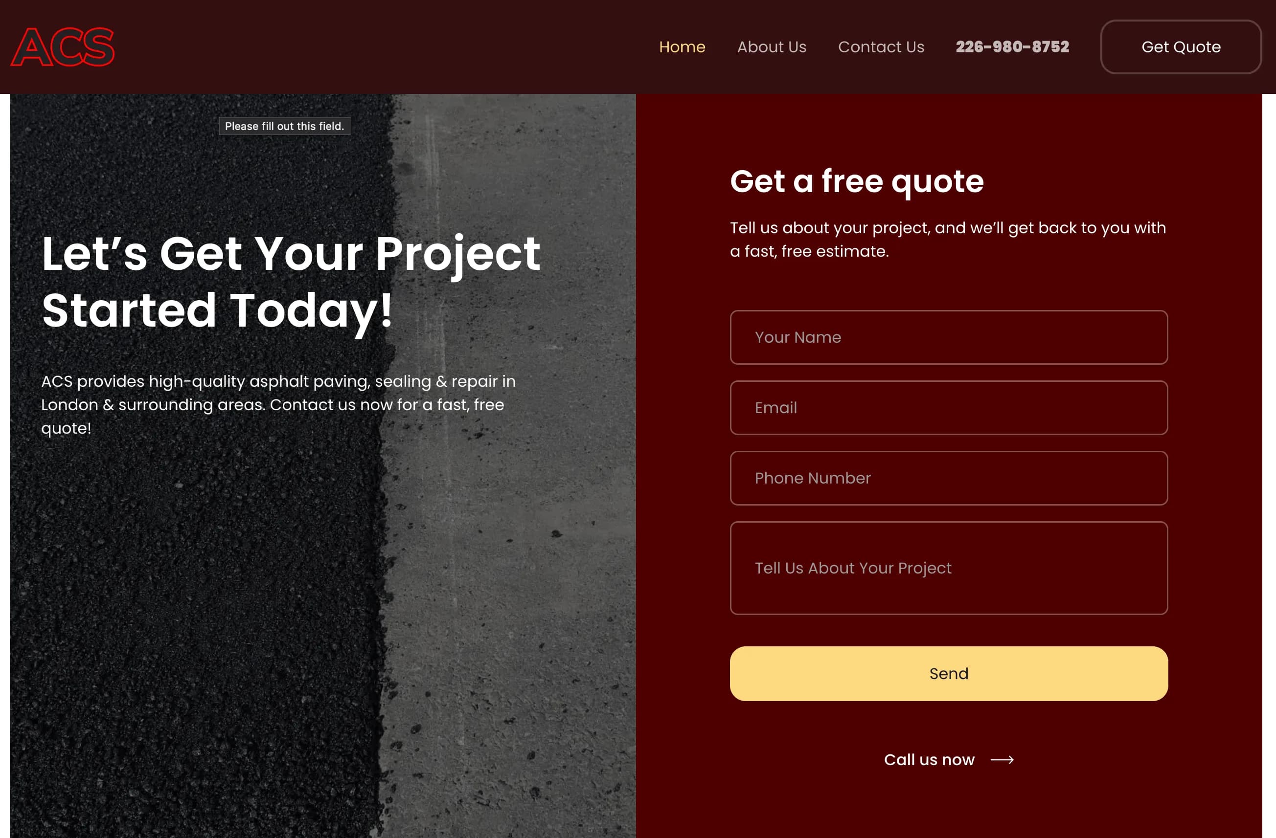 Amigo Contracting website