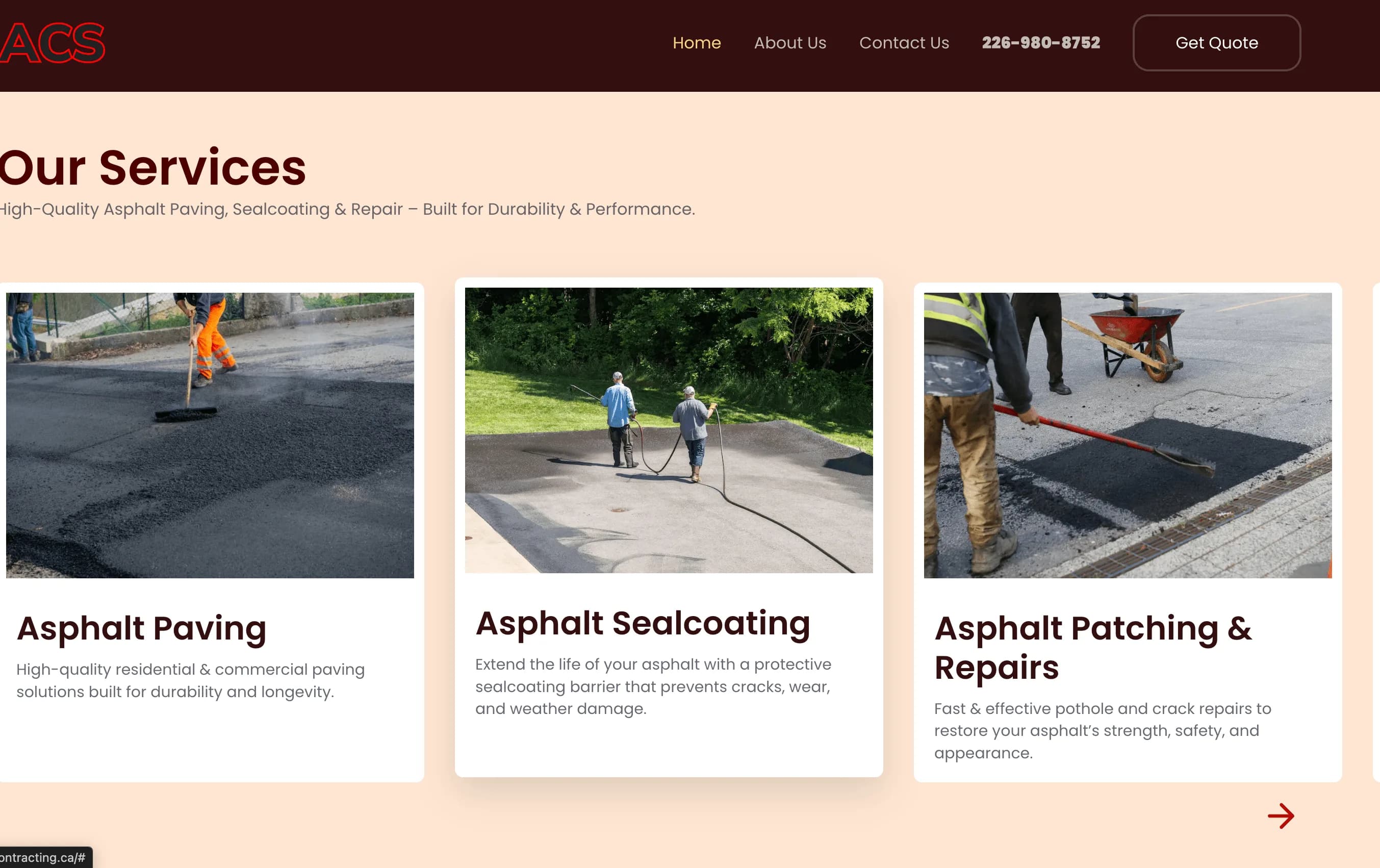 Mobile responsive construction website