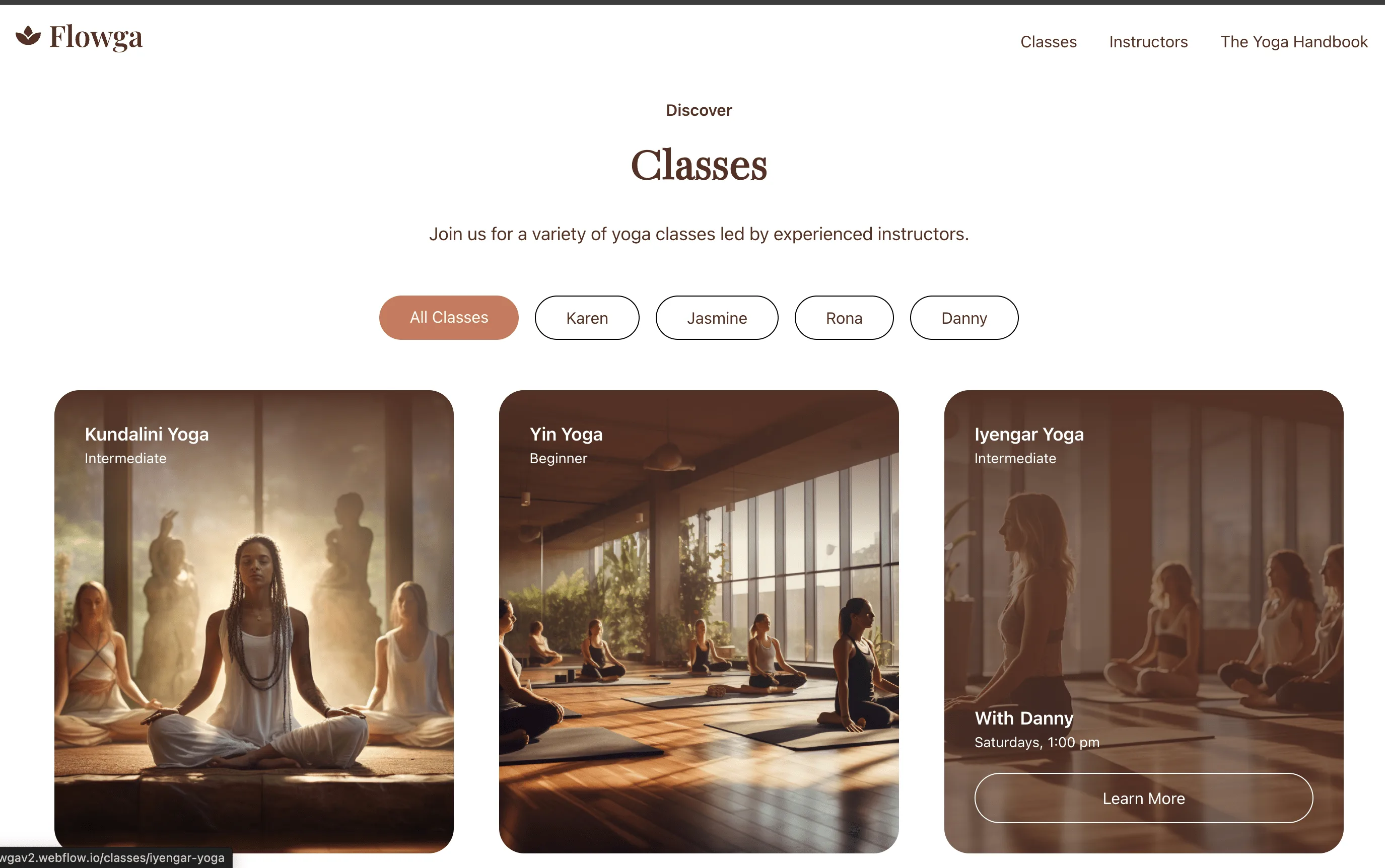 Mobile responsive design for yoga classes
