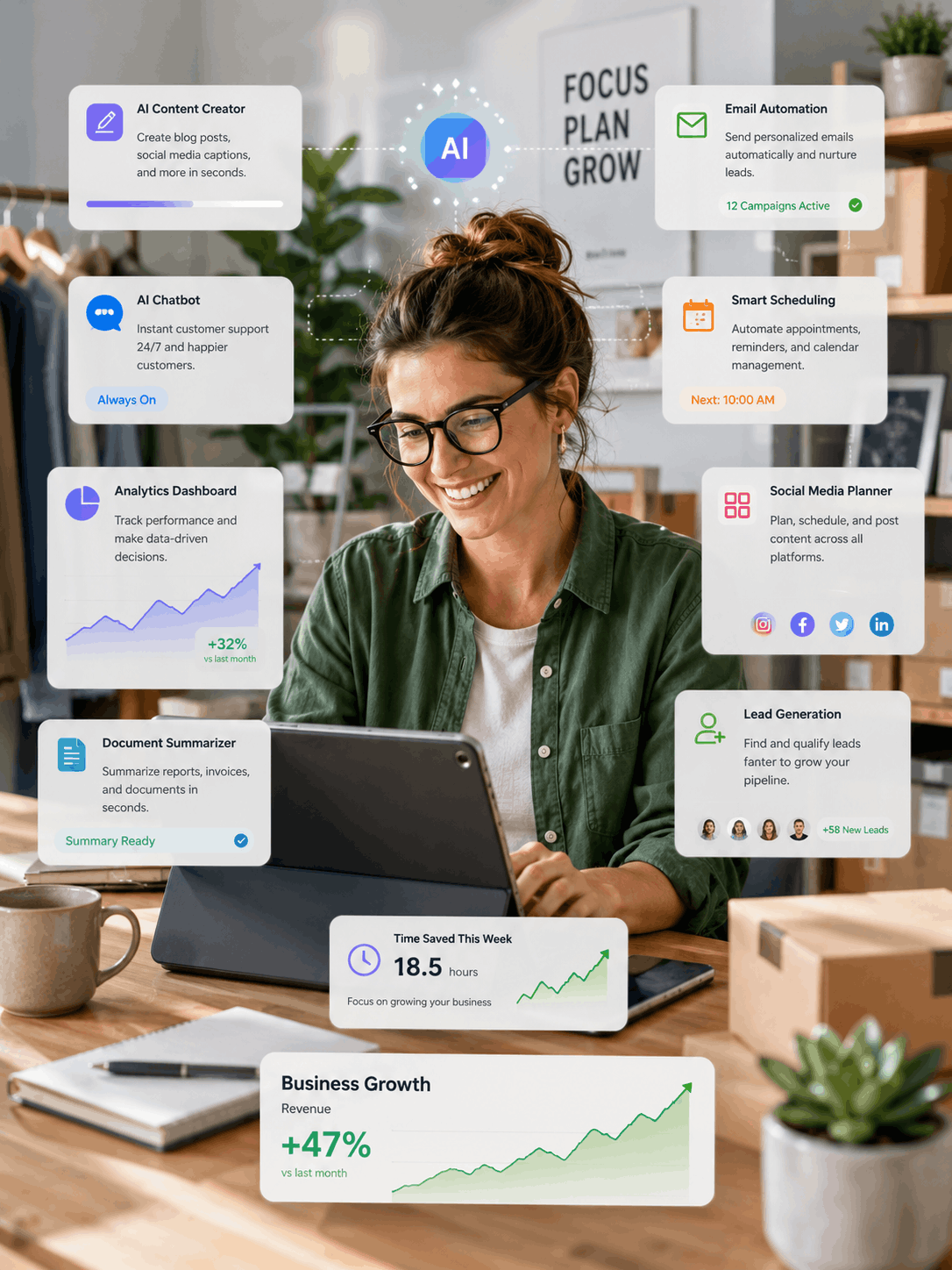 Best AI Tools for Small Businesses: How to Save Time, Automate Tasks, and Get More Leads