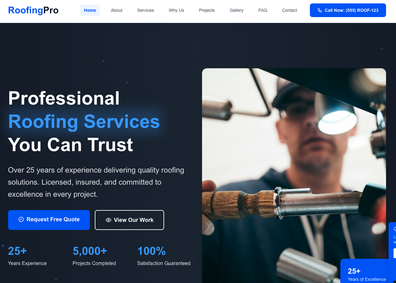 Roofing Pro template preview