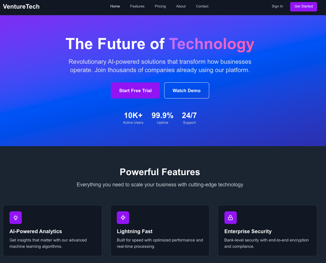 Startup Venture template preview